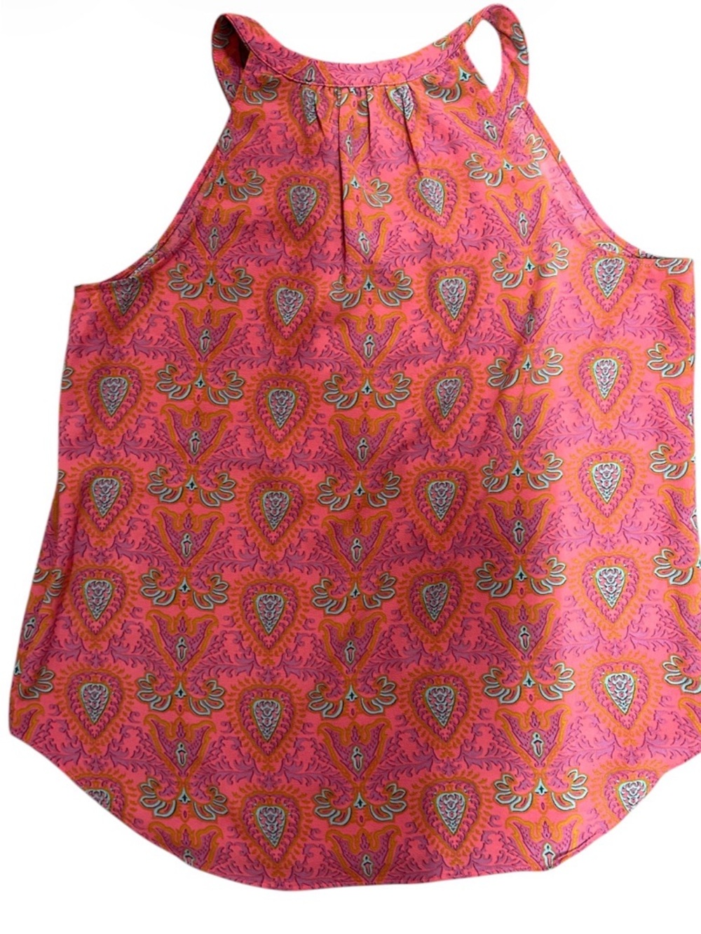 Rose + Olive Pink Paisley-Print Sleeveless Tunic Blouse Sz L - Picture 3 of 4